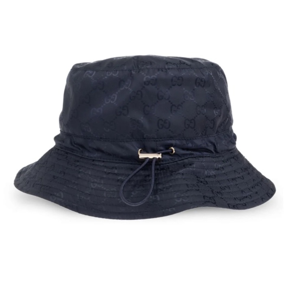 Gucci Monogrammed Dark Navy Nylon Bucket Hat Unisex